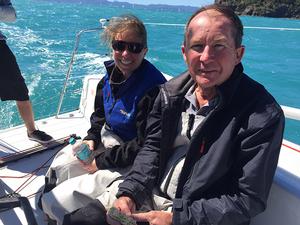 Cool Change's owner Bob Critchley with a crew member aboard More Noise photo copyright Rohan Veal taken at  and featuring the  class