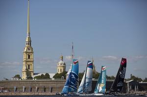 Oman Air skippered by Stevie Morrison (GBR) with Ali Al Balushi (OMA),Ted Hackney (AUS) , Ed Powys (GBR) and Nic Asher (GBR) - 2015 Extreme Sailing Series photo copyright Lloyd Images taken at  and featuring the  class