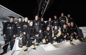 Rolex Fastnet 2015. Pictures of the 131ft Maxi Trimaran Spindrift 2 skippered by Yann Guichard (FRA) and Donna Beraterelli (Sui) pictured taking line honours as the cross the finish line this evening photo copyright Mark Lloyd http://www.lloyd-images.com taken at  and featuring the  class