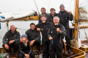 Griff Rhys Jones and crew on his classic S&S yawl, Argyll - 2015 Rolex Fastnet Race photo copyright  ELWJ Photography taken at  and featuring the  class