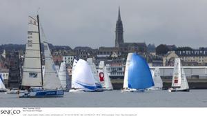 Fleet in action - 2015 Mini Transat Îles de Guadeloupe photo copyright  Jacques Vapillon / Mini Transat http://www.minitransat.fr taken at  and featuring the  class