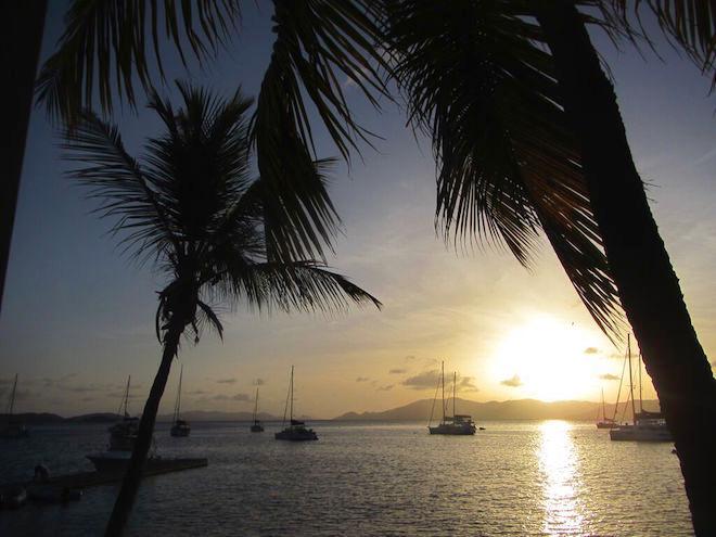 Dancing to island music at the Cooper Island bar at sunset © Karen E. Lile