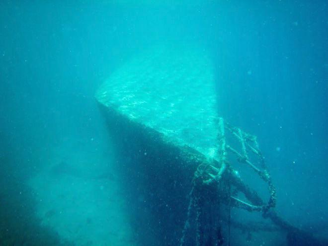 A sunken 70' ketch at Sopers Hole in Tortola © Karen E. Lile