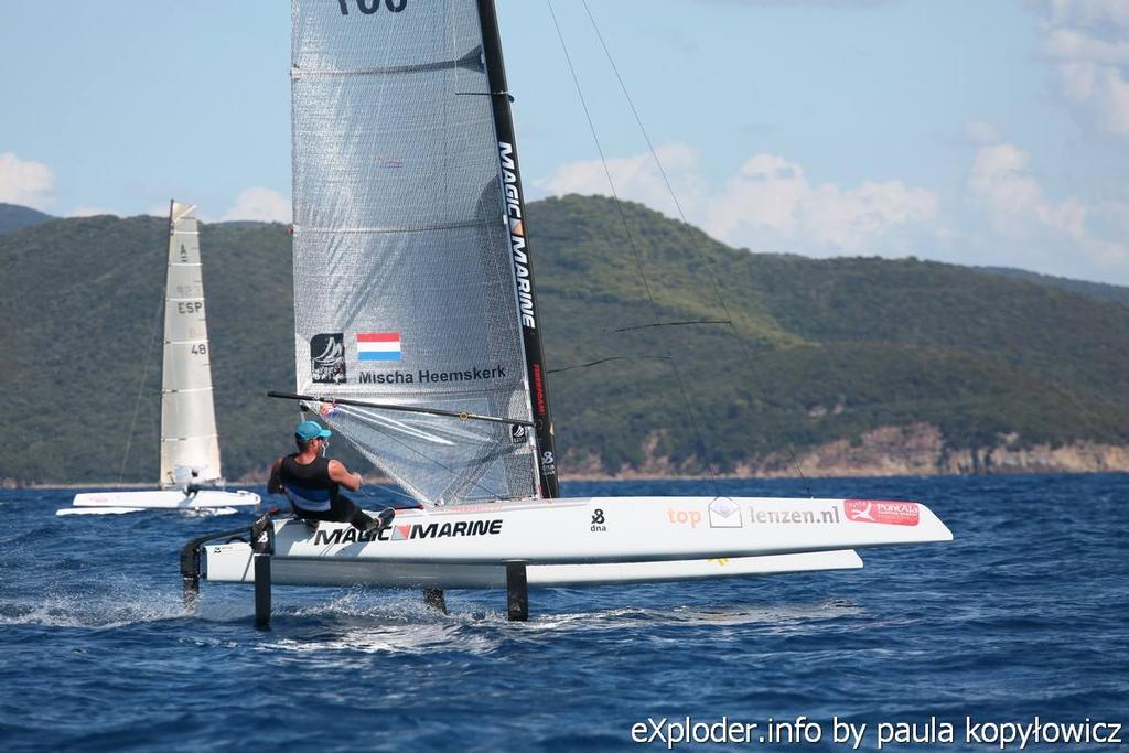 Mischa Heemskerk (NED) - 2015 Int A-Cat Worlds, Punta Ala, Day 1 © Paula Kopylowicz / Exploder.info http://www.exploder.info