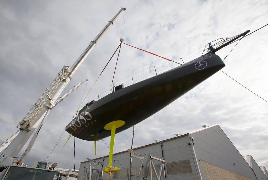 Without her DSS foils fitted Hugo Boss shows another option at the conservative end of the scale. © Alex Thomson Racing