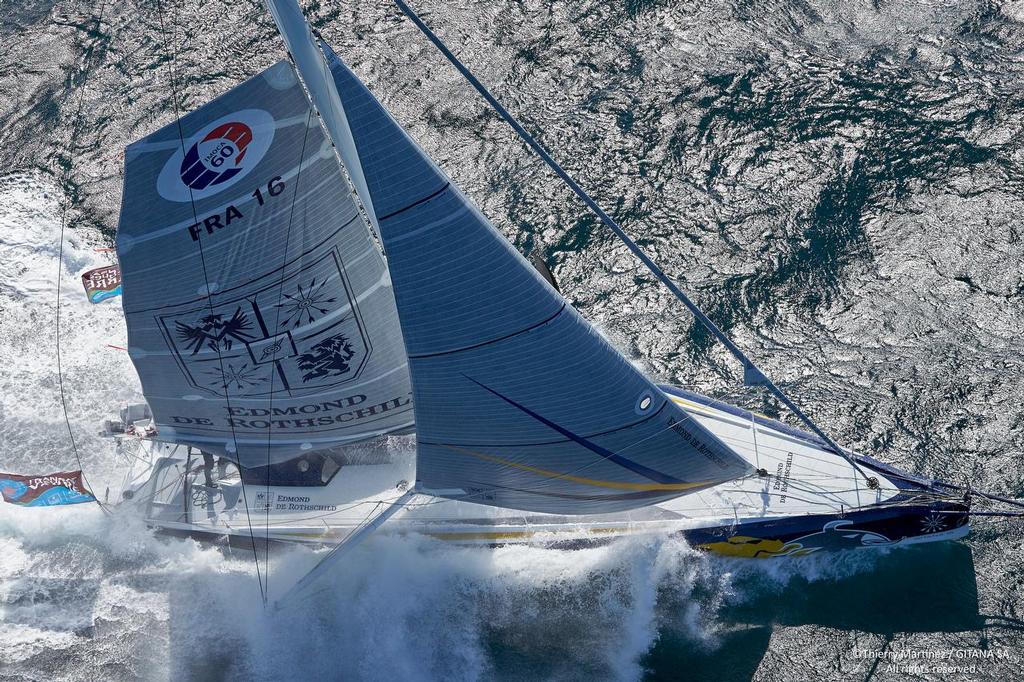 First sail of new IMOCA Mono60 Edmond de Rothschild , skipper Sebastien Josse (FRA), co-skipper Charles Caudrelier (FRA), Lorient August 24, 2015 © Thierry Martinez / Gitana S.A.