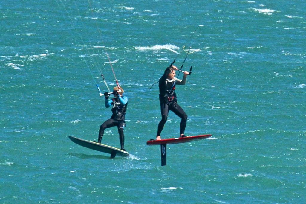 Hydrofoilers cross tacks - RNZYS Winter Series - Final - September 12, 2015 photo copyright Richard Gladwell www.photosport.co.nz taken at  and featuring the  class