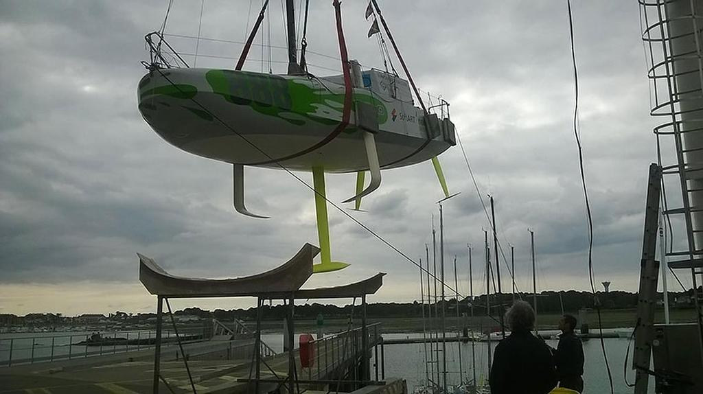 Funky bow and foils are just a part of the latest innovation - 2015 Mini Transat ©  Jacques Vapillon / Mini Transat http://www.minitransat.fr