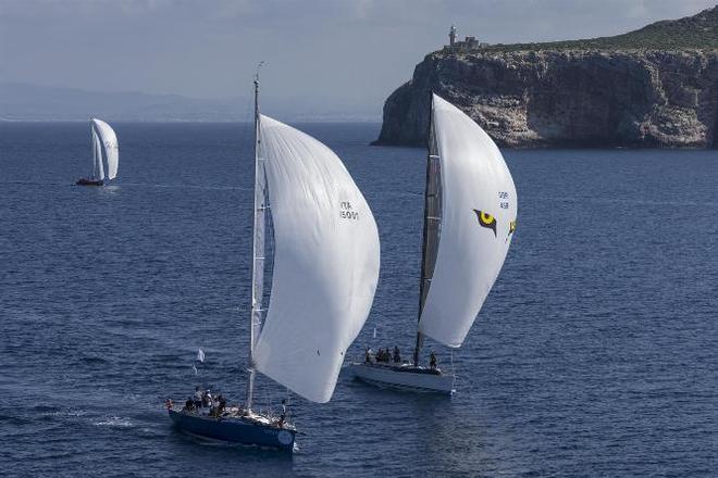 ARS UNA (ITA), TALA (GBR) and JIVARO (FRA 27) passing Levanzo Island - Rolex Middle Sea Race ©  Rolex / Carlo Borlenghi http://www.carloborlenghi.net