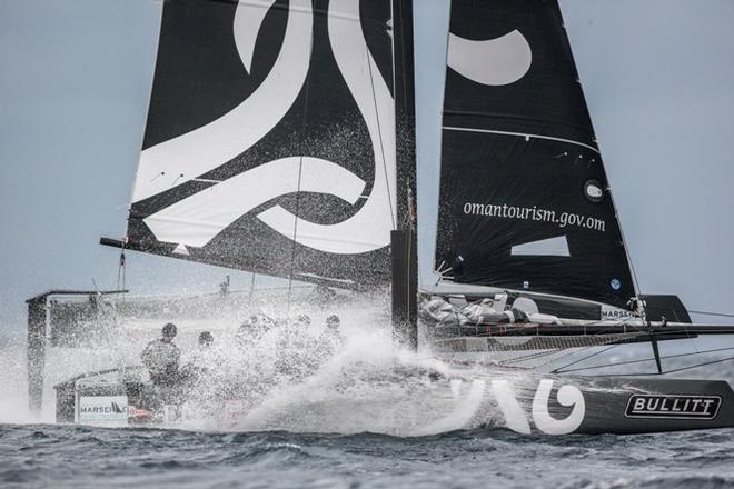Oman getting wet - 2015 Bullitt GC32 Racing Tour &copy; Sander van der Borch / Bullitt GC32 Racing Tour