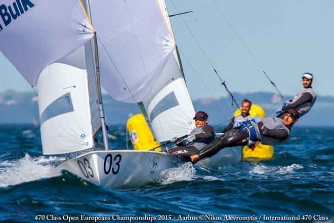 Panagiotis Mantis/Pavlos Kagialis (GRE) and Panagiotis Kampouridis/Efstathios Papadopoulos (GRE) - 2015 470 Open European Championships © Nikos Alevromytis