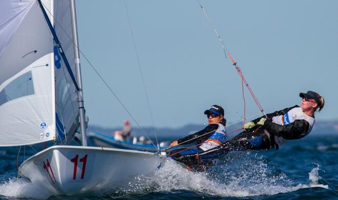 Afrodite Kyranakou/Anneloes van Veen (NED) racing - 2015 470 Open European Championships © Nikos Alevromytis