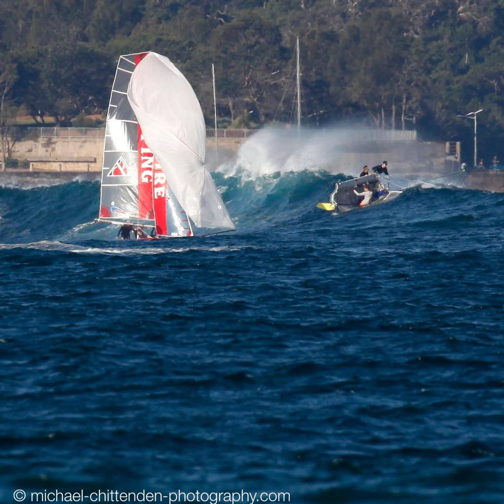  - Surfing the Dobroyd Bombora - Manly 16ft Skiff Sailing Club © Michael Chittenden 