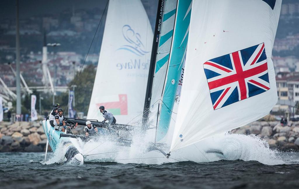 The Extreme Sailing Series 2015 Act 7. Istanbul. Turkey. GAC Pindar Team skippered by Chris Draper (GBR) with crew Adam Minoprio (NZL), Steve Javin (AUS), James Wierzbowski (AUS) and bowman Tyson Lamond (AUS) © Lloyd Images/Extreme Sailing Series