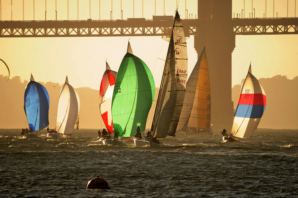 The delayed starts provided great late afternoon light as the boats sailed downwind to the finish line.  © Chuck Lantz http://www.ChuckLantz.com