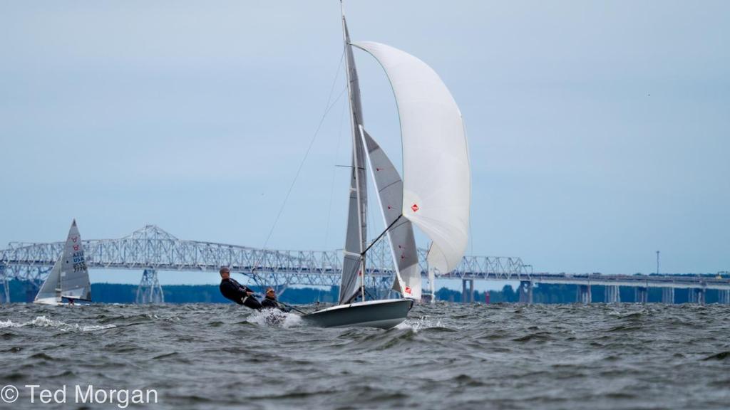 2015 North American Champions Howard Hamlin (helm) and Andy Zinn (crew) lead the pack on the final day. © Ted Morgan