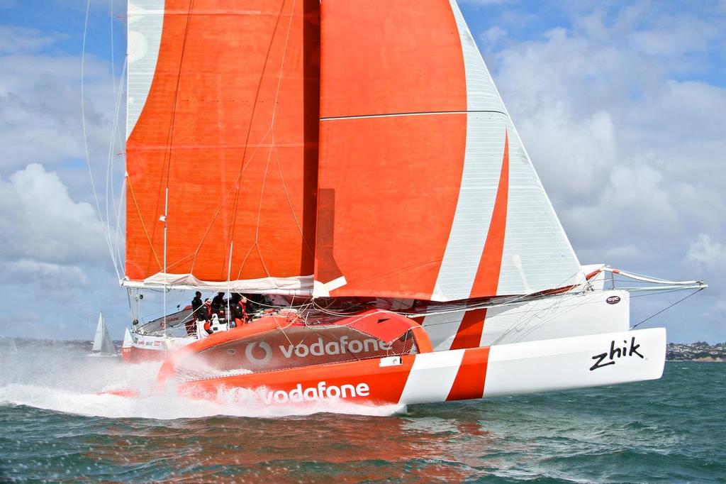TeamVodafoneSailing now Frank Racing at just under 30kts after the start - 2015 PIC Coastal Classic photo copyright Richard Gladwell www.photosport.co.nz taken at  and featuring the  class