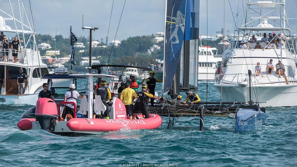 Skewered umpire boat - Louis Vuitton America’s Cup World Series Bermuda - Racing Day 2 photo copyright ACEA / Ricardo Pinto http://photo.americascup.com/ taken at  and featuring the  class