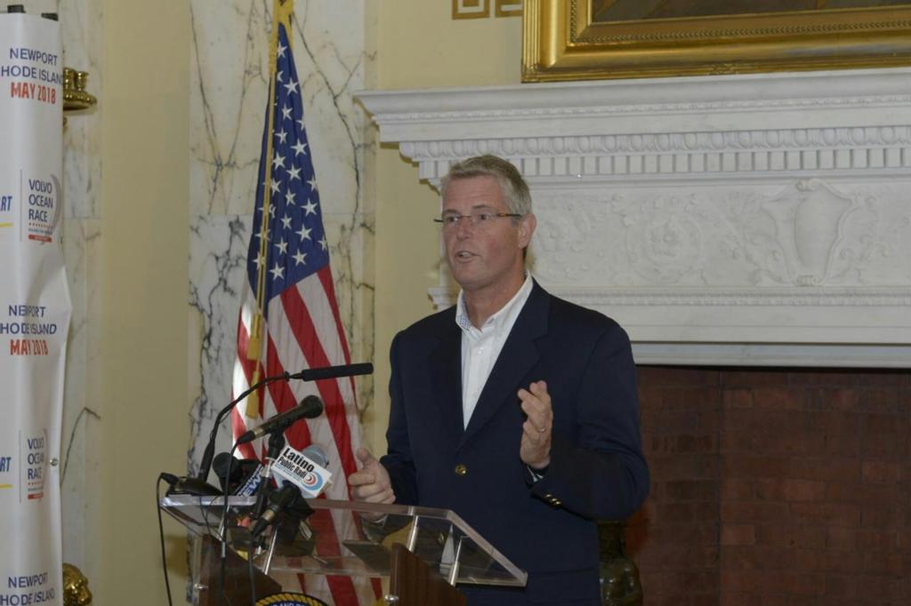 Governor Raimondo heralds Newport’s achievement in winning the US Stopover<br />
 ©  Cory Silken