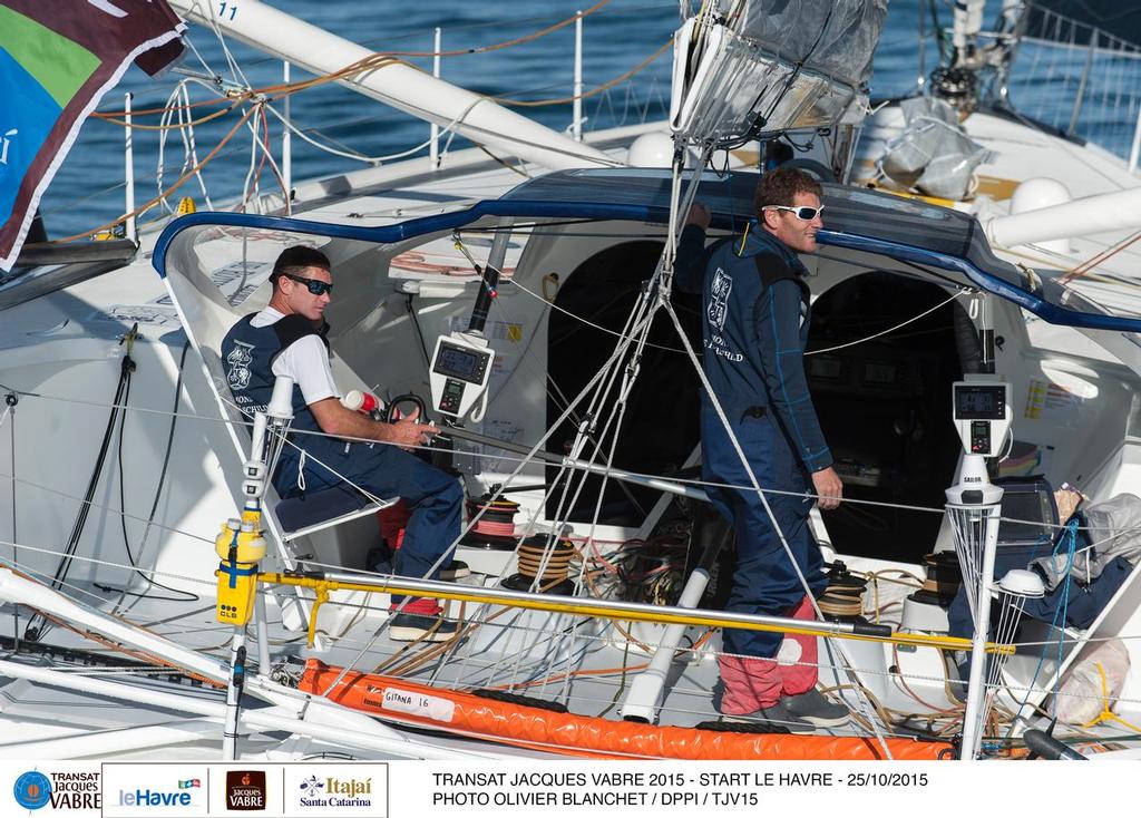 IMOCA Edmond de Rothschild, skippers Sebastien Josse (FRA) and Charles Caudrelier (FRA), during the Transat Jacques Vabre start on october 25, 2015 in Le Havre, France - Photo Olivier Blanchet / DPPI © Transat Jacques Vabre
