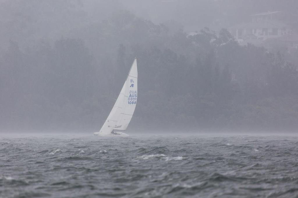 Rain, hail or shine – Sun Tzu will be out racing! This time was at the 2014 NSW Championship in Gosford. - 2016 Etchells Australian Championship © Kylie Wilson/positiveimage.com.au