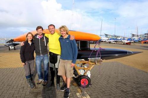 With the gig so close to being on, Sailrocket celebrity videographer/editor/producer from our last session, ben holder came down to see us. We nearly had the core record breaking band back together just missing Ben Quemenar (and if we were serious about a fast run... Wally of course). Happy days © Paul Larsen