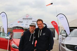 Professional Kitesurfer Lewis Crathern (left) and Event Director Dan Charlish (right) open the Virgin Kitesurfing Armada Festival photo copyright Virgin Kitesurfing Armada taken at  and featuring the  class