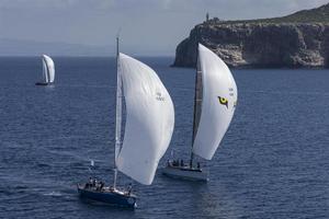 ARS UNA (ITA), TALA (GBR) and JIVARO (FRA 27) passing Levanzo Island - Rolex Middle Sea Race photo copyright  Rolex / Carlo Borlenghi http://www.carloborlenghi.net taken at  and featuring the  class