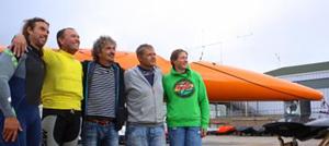 Fast company. A combined speed sailing record haul of 250+ knots. Ltor Pete Van Hoof, me, Erik Beale, Dave White, Zara Davis. photo copyright Paul Larsen taken at  and featuring the  class
