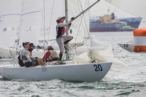 Preparing to gybe on board the Jukes of hazard during the 2015 Victorian Championship. - 2016 Etchells Australian Championship photo copyright  John Curnow taken at  and featuring the  class