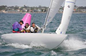 Off Brighton, Pedro rounds the top mark and prepares to hoist the spinnaker. - Etchells 2016 Australian Championship photo copyright David Staley - copyright taken at  and featuring the  class
