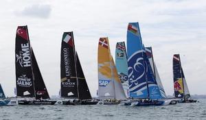 Race Start - Act 7, Istanbul, Turkey - 2015 Extreme Sailing Series photo copyright Mark Lloyd http://www.lloyd-images.com taken at  and featuring the  class