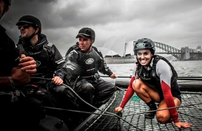 Sally Fitzgibbons guest onboard Landrover Extreme 40 - Extreme Sailing Series © Transport for NSW