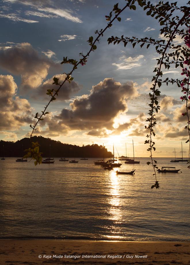 Sunset behind Pangkor Laut. Raja Muda Selangor International Regatta 2015 © Guy Nowell / RMSIR