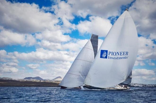 Jean-Paul Riviere's Finot 100, Nomad IV and the Southern Wind 94, Windfall enjoy a close battle at the start - 2015 RORC Transatlantic Race © RORC / James Mitchell