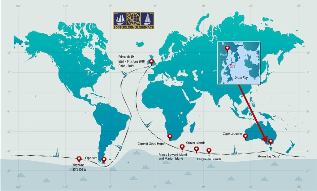 2018 Golden Globe solo round the world course race starting from Falmouth UK on 14th June 2018 photo copyright PPL Media http://www.pplmedia.com taken at  and featuring the  class