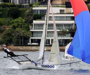 Winning form of the Yandoo crew - 2015 NSW 18ft Skiff Championship photo copyright Frank Quealey /Australian 18 Footers League http://www.18footers.com.au taken at  and featuring the  class
