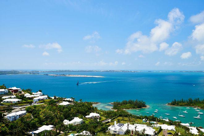 Aerial view of Bermuda's Great Sound – RC44 Bermuda Cup &copy; Gavin Howarth
