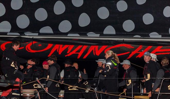 Comanche crew celebrate with co-owner Kristy Clark and skipper Ken Read - Rolex Sydney Hobart Yacht Race © Rolex / StudioBorlenghi / Stefano Gattini