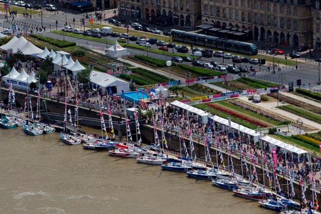 Spectacular views from above the River Gironde as the 38 boat Solitaire du Figaro fleet cross the start line. - Solitaire du Figaro © Alexis Courcoux