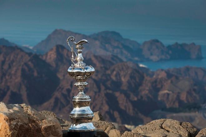 The Americas Cup Trophy in Muscat, Oman. Shown here on location in the Omani mountains to celebrate and highlight The Louis Vuitton Americas Cup World Series coming to Oman in February 2016 © Mark Lloyd http://www.lloyd-images.com