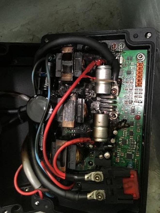Burned out hydro-generator regulator unit and what the retractable generator looks like on the stern. - Solo Round the World © Joe Harris - GryphonSolo2