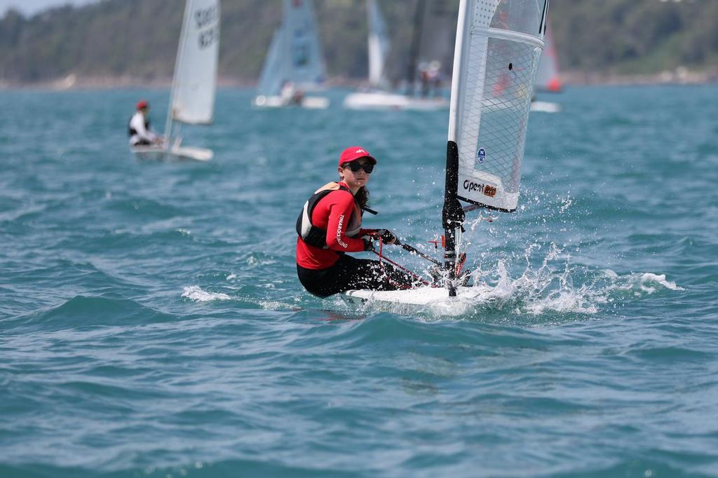 Thomas_Orr_Day 2, Kristen Wadley from Tinaroo Sailing Club sailing her Bic 'Gas Bag'. © Thomas Orr