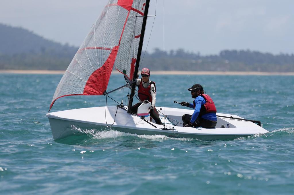 Thomas_Orr_Day 2, Lachlan Heath and Carmen Walker from Darwin Sailing Club sailing the Tasar 'Too Shifty. © Thomas Orr