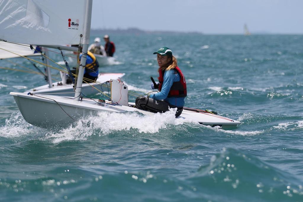 Thomas_Orr_Day 2, Miranda Wilson from the Mission Beach sailing club sailing her Laser 4.7 'Tsunami'. © Thomas Orr