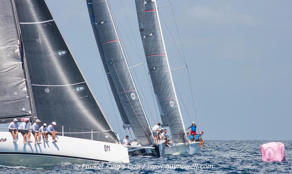 Black Baza, Jessandra II and Rerefine converge. Phuket King's Cup 2015. © Guy Nowell / Phuket King's Cup