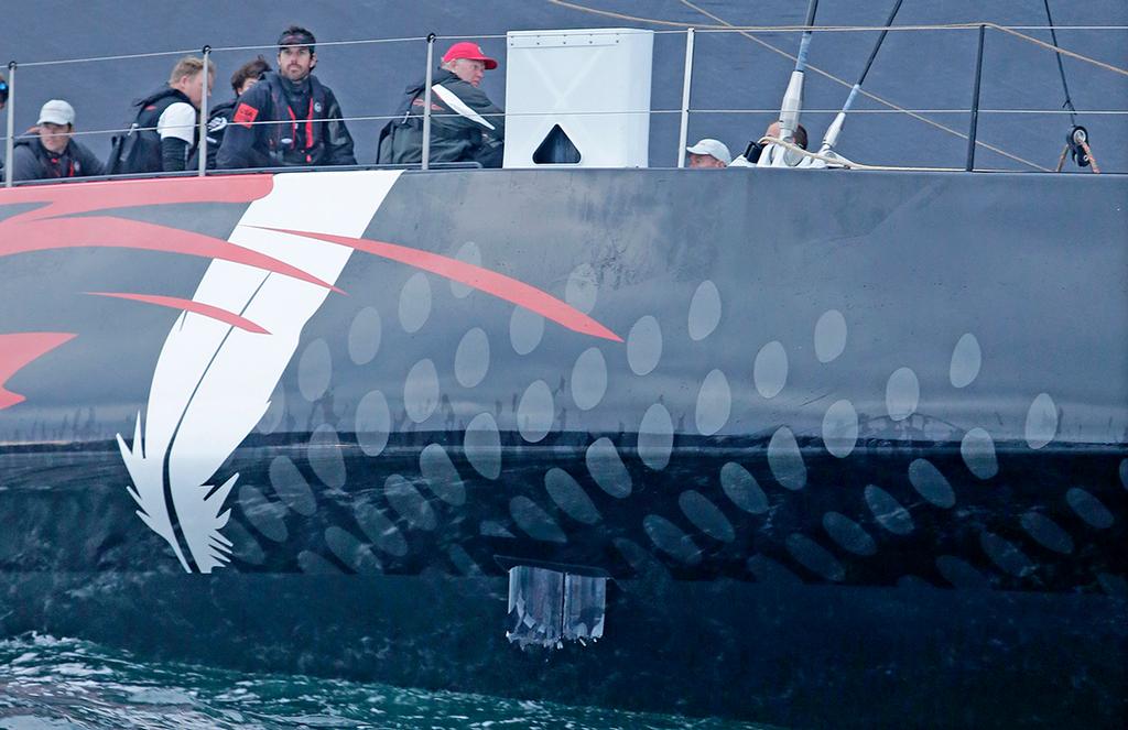 The remains of Comanche's port dagger board evident as she sails up the Derwent River - RSHYR 2015  © Crosbie Lorimer http://www.crosbielorimer.com