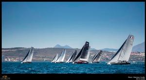 Fleet racing near Gibraltar – RC44 Sotogrande World Championship photo copyright Martinez Studio taken at  and featuring the  class
