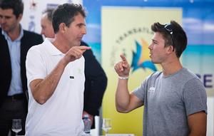 A bit of friendly rivalry at the press conference in Marina Lanzarote before the start:  Left: Brian Thompson/Phaedo 3 and Ned Collier-Wakefleld/Concise 10 photo copyright Team Phaedo taken at  and featuring the  class