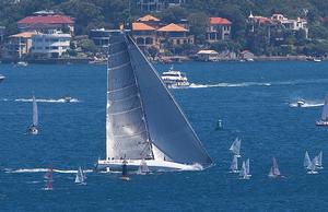 Ragamuffin 100 passing by the Sail Sydney fleet photo copyright Crosbie Lorimer http://www.crosbielorimer.com taken at  and featuring the  class